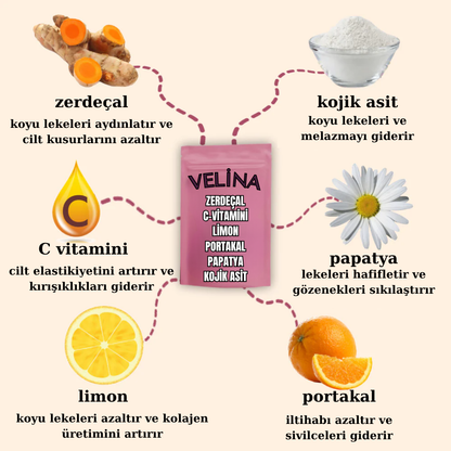 VELİNA Zerdeçallı & Kojik Asitli Cilt Aydınlatıcı Pedler